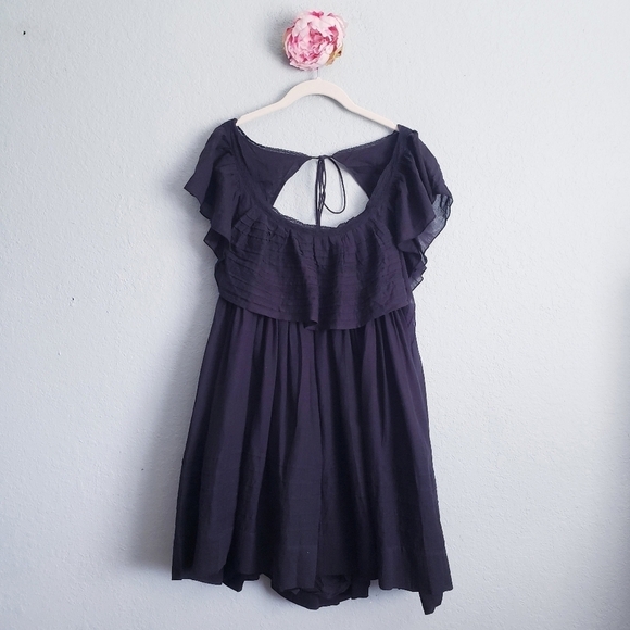 Free People Hailey Black Ruffle Babydoll Mini Dress - Picture 2 of 9